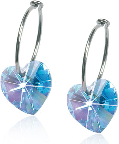 Blomdahl Natural Titanium  Heart Sleeper 14mm Aquamarine