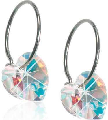 Blomdahl Natural Titanium  Heart Sleeper 14mm Rainbow